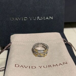 David Yurman Two-Tone Cable Ring with Gold Accents
